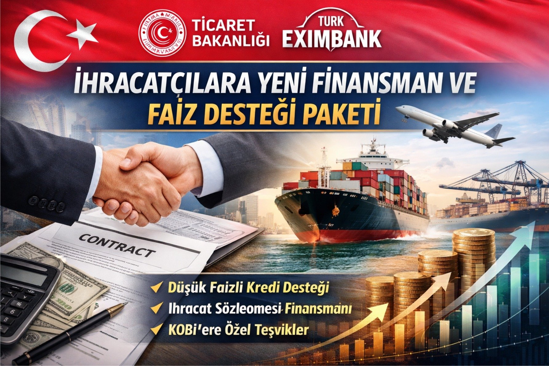 İhracatçılara Yeni Finansman ve Faiz Desteği Paketi Açıklandı